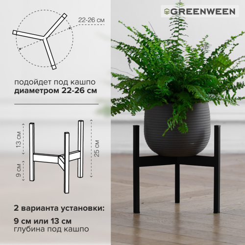 Подставка для цветов Trinity 25, черная фото 6