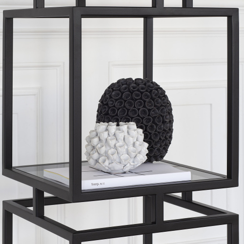 Стеллаж CUBIC-3, черный, тонированное стекло, 40*40*150,5 фото 3