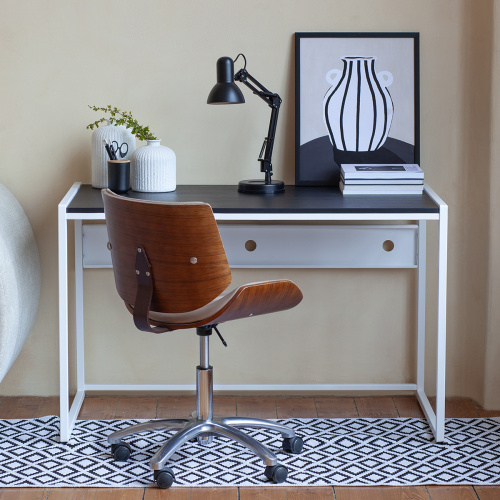 Стол письменный Rimini, белый, ЛДСП Черный, 120*65*75 фото 2