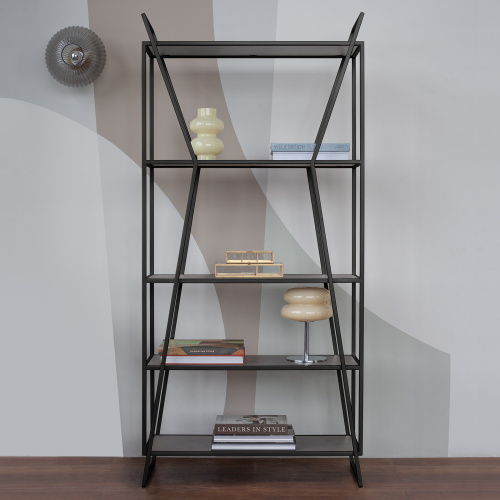 Стеллаж OSLO MINI, черный, ЛДСП Бетон темный, 80*33*171 фото 5