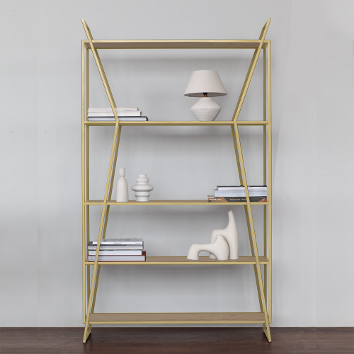 Стеллаж OSLO, золотой, ЛДСП Дуб Каселла, 100*33*171 фото 5