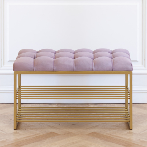 Обувница GARDA, золотой, Dusty Pink, каретная стяжка, 85*40*52 фото 2