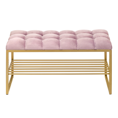 Банкетка RUBY MINI, золотой, Dusty Pink, каретная стяжка, 85*40*45 фото 9