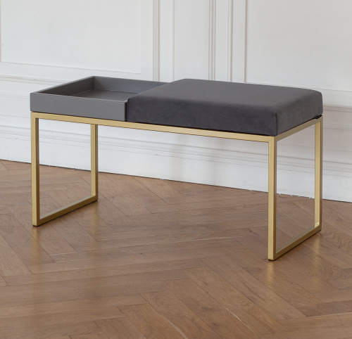 Банкетка ALBA BOX, золотая, Light Blue, GreyBox, 85*40*45 фото 2