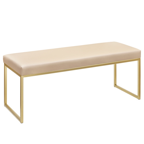 Банкетка ALBA, золотая, экокожа Light Beige, 110*40*45 фото 2