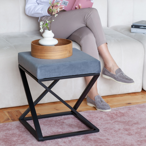 Пуф Chelsea, черный, Light Blue, 40*40*45 фото 3