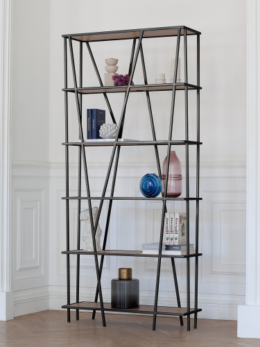 Стеллаж EVA, черный, ЛДСП Робиния, 90*30*190 фото 2