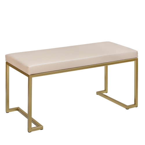 Банкетка OMEGA MINI, золотая, экокожа Light Beige, 85*40*45 фото 5