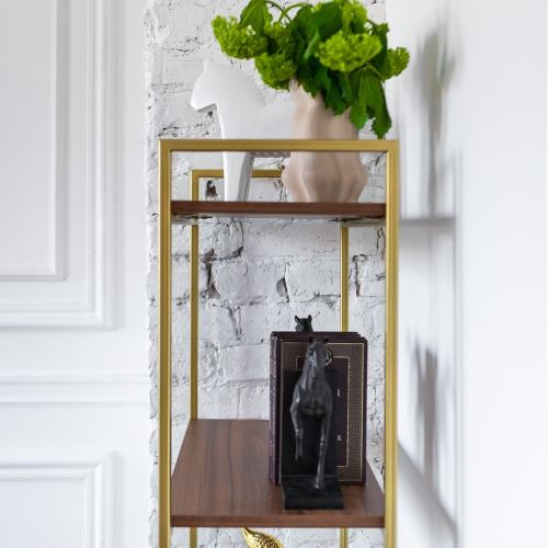 Стеллаж ALTO, золотой, ЛДСП Орех, 55*30*145 фото 4