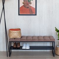 Банкетка RUBY, черная, Mocco, каретная стяжка, 110*40*45