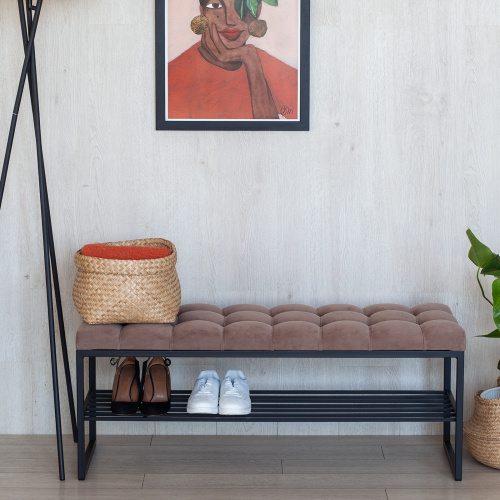 Банкетка RUBY, черная, Mocco, каретная стяжка, 110*40*45