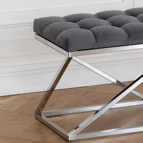 Банкетка ZUMA, н/ж сталь, Mouse Grey, каретная стяжка, 110*40*45 фото 3