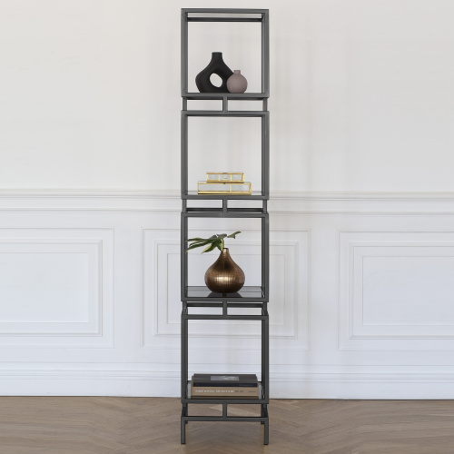 Стеллаж CUBIC-4, черный, тонированное стекло, 40*40*196,5