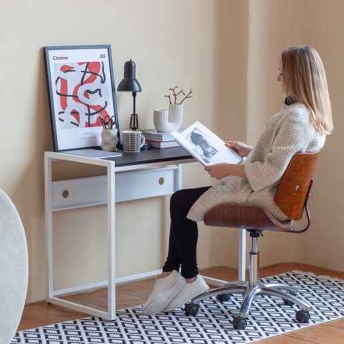 Стол письменный AGORA, 90*50*76,5, белый, ЛДСП Черный фото 3