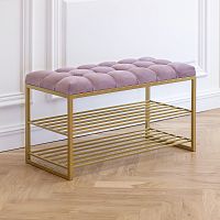 Обувница GARDA, золотой, Dusty Pink, каретная стяжка, 85*40*52