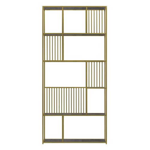 Стеллаж SOHO, золотой, керамика антрацит, 192*90*30 фото 7
