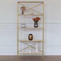 Стеллаж KARIN-800, золотой, керамика слоновая кость, 80*30*175