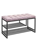 Обувница GARDA PLUS, черная, Dusty Pink, каретная стяжка, 85*40*52