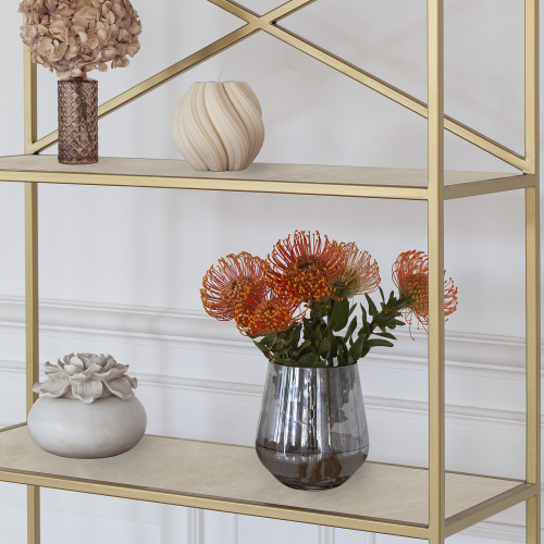 Стеллаж KARIN-800, золотой, керамика слоновая кость, 80*30*175 фото 3