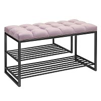 Обувница GARDA PLUS, черная, Dusty Pink, каретная стяжка, 85*40*52