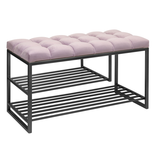 Обувница GARDA PLUS, черная, Dusty Pink, каретная стяжка, 85*40*52