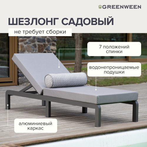 Шезлонг AMALFI, каркас алюминий цвет LAVA, подушки ткань водонепр. Stone фото 3