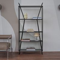 Стеллаж OSLO MINI, металлический каркас, полки тонированное стекло