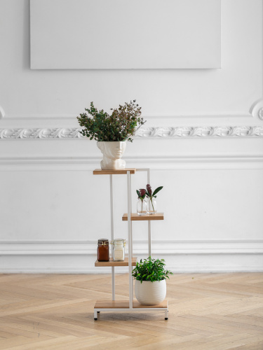 Стеллаж-подставка для цветов Loft 5, белый, 40*23*80