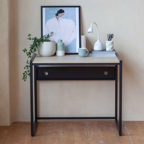 Стол письменный Rimini, черный, ЛДСП Дуб Натуральный, 90*65*75 фото 4