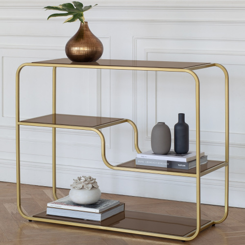 Консоль SIENA, золотая, бронзовое стекло