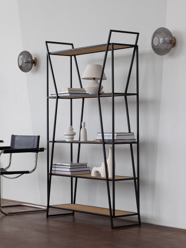 Стеллаж OSLO, черный, ЛДСП Робиния, 100*33*171 фото 2