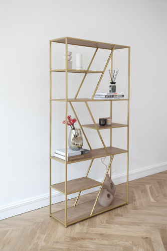 Стеллаж ARNETTA, золотой, Робиния, 90*30*192 фото 5