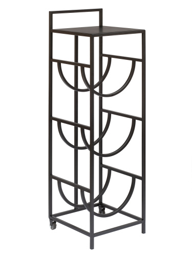 Подставка для 3 бутылок со столиком и с колесами, черная фото 11