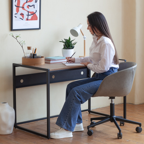 Стол письменный Rimini, черный, ЛДСП Дуб Канзас, 120*65*75 фото 2