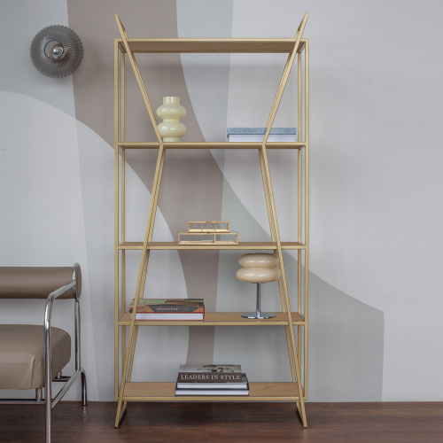 Стеллаж OSLO MINI, золотой, ЛДСП Робиния, 80*33*171