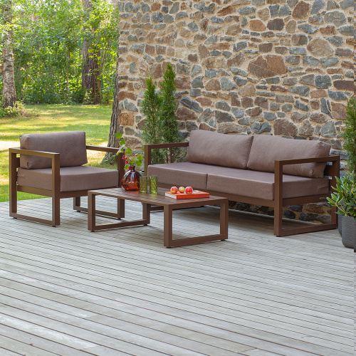 Набор садовой мебели CAPRI / 3 предмета: диван, кресло, столик / коричневый (S3) фото 2