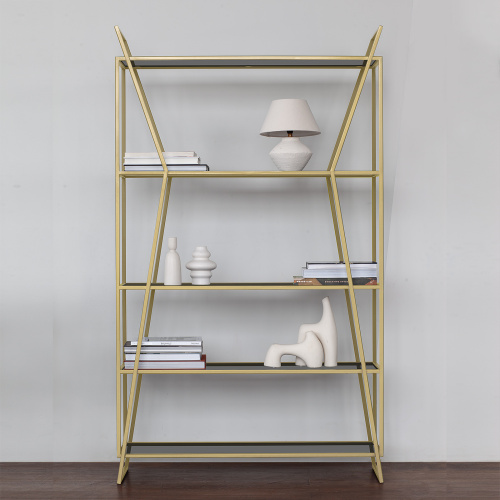 Стеллаж OSLO, золотой, тонированное стекло, 100*33*171 фото 5