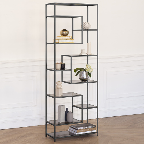 Стеллаж OLIVIA, черный, полки стекло, 70*30*195,3 фото 2