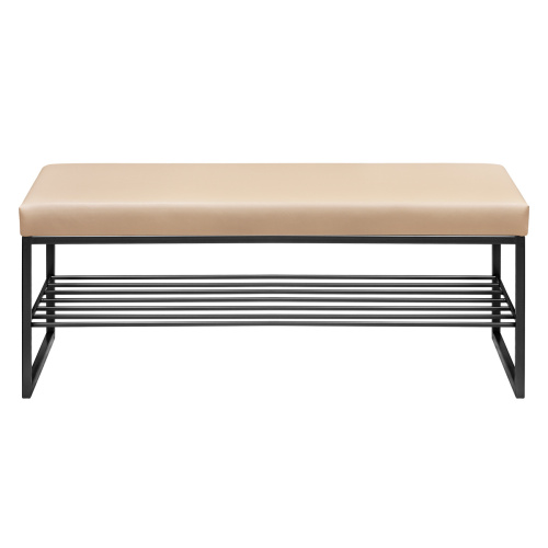 Банкетка RUBY, черная, экокожа Light Beige, 110*40*45