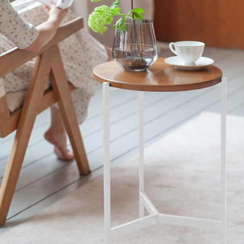 Столик кофейный ODRI, белый/дуб, 43,5*43,5*60,5 фото 2