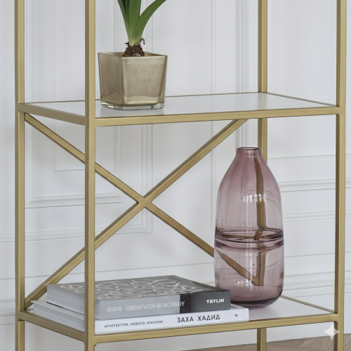 Стеллаж KARIN, золотой, ЛДСП Белый фото 6
