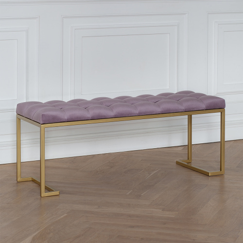 Банкетка OMEGA, золотая, Dusty Pink, каретная стяжка, 110*40*45 фото 2