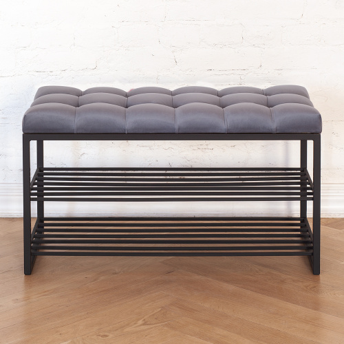 Обувница GARDA, черная, Mouse Grey, каретная стяжка, 85*40*52 фото 2