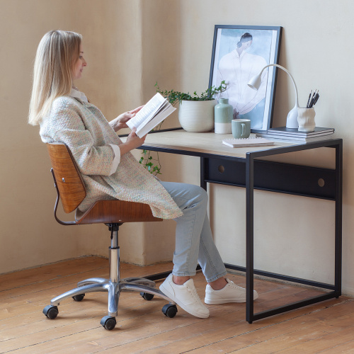 Стол письменный Rimini, черный, ЛДСП Дуб Натуральный, 90*65*75 фото 3