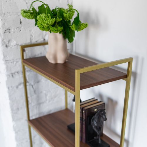 Стеллаж ALTO, золотой, ЛДСП Орех, 55*30*145 фото 5