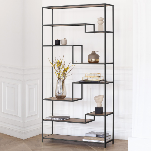 Стеллаж JAQLENE, черный, ЛДСП Робиния, 100x30*200 фото 4