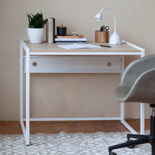 Стол письменный Rimini, белый, ЛДСП Дуб Натуральный, 90*65*75 фото 4