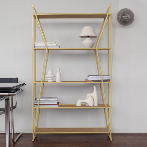 Стеллаж OSLO, золотой, ЛДСП Робиния, 100*33*171 фото 2