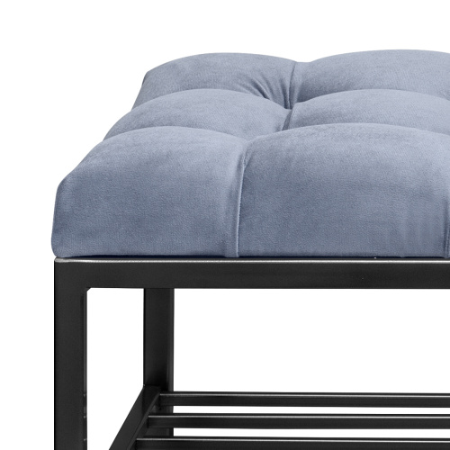 Банкетка RUBY, черная, Light Blue, каретная стяжка, 110*40*43,5 фото 5