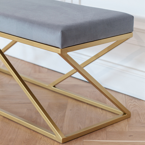 Банкетка ZUMA, золотая, Light Blue, 110*40*45 фото 2